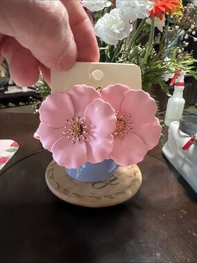 Pink Floral Statement Earrings - Women Jewelry Earrings